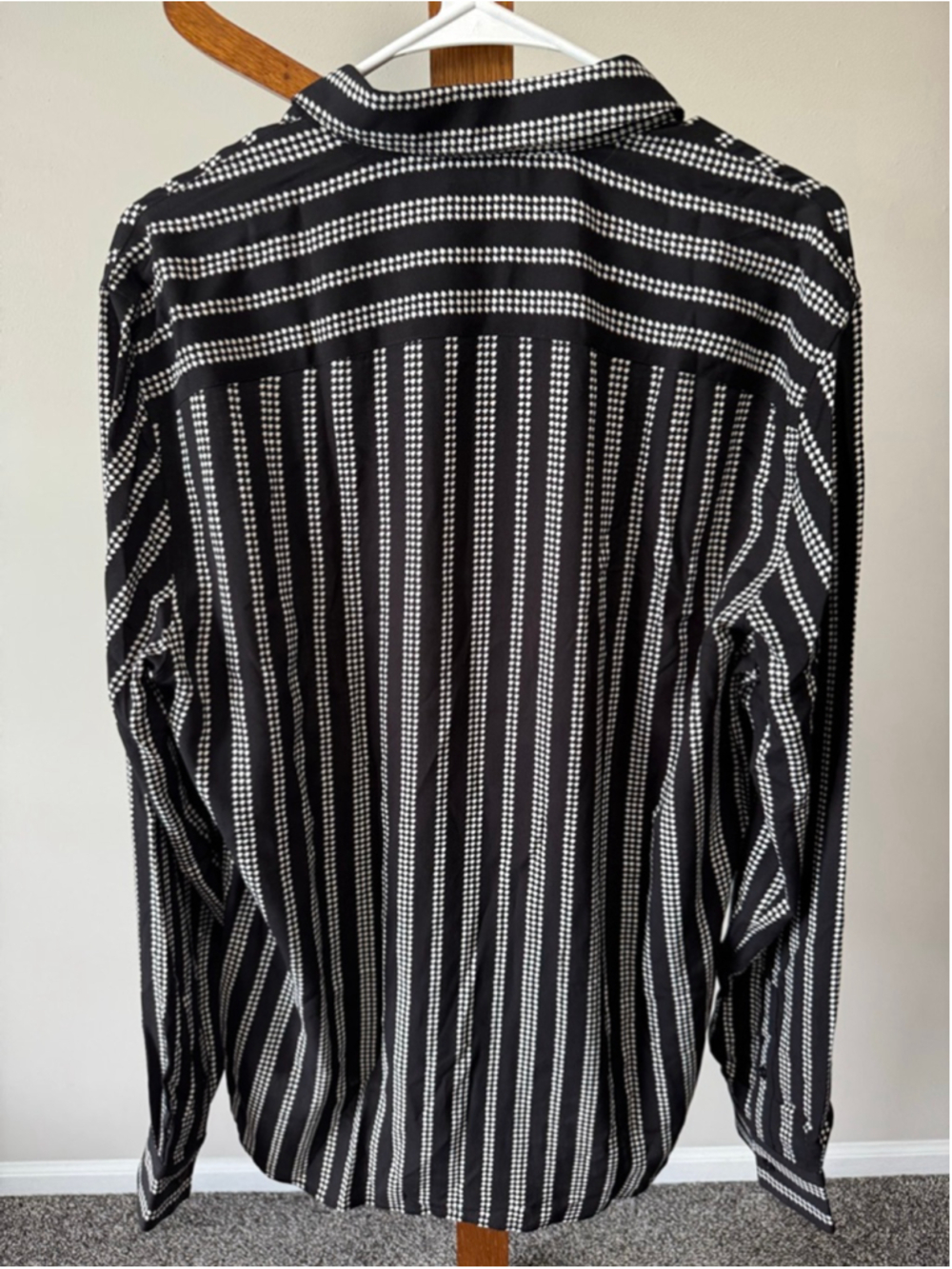 Men's The Kooples PDP Lines Black & White Dot/Stripe Button Down Shirt M NWT - Picture 14 of 16